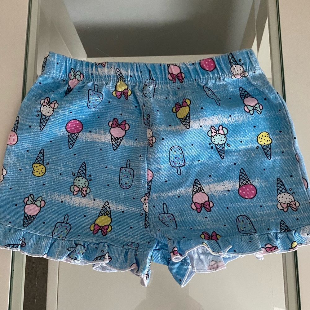 Disney Minnie Mouse Ice Cream Print Ruffle Shorts